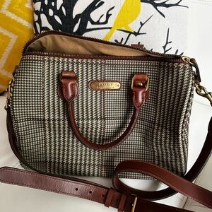 Polo by Ralph Lauren Brown and Cream Vintage Boston Duffle Crossbody Bag